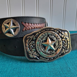 Nocona Western Leather Concho Belt: Size 36, Texas Star Buckle