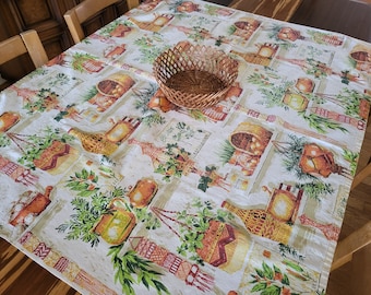 1970s TABLECLOTH 36&quot; x 43&quot; Vintage Tablecloth