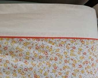 Vintage FULL FLORAL FLAT Sheet Orange Flower Sheet Flat Sheet Vintage Full Flat Sheet Double Bed Sheet