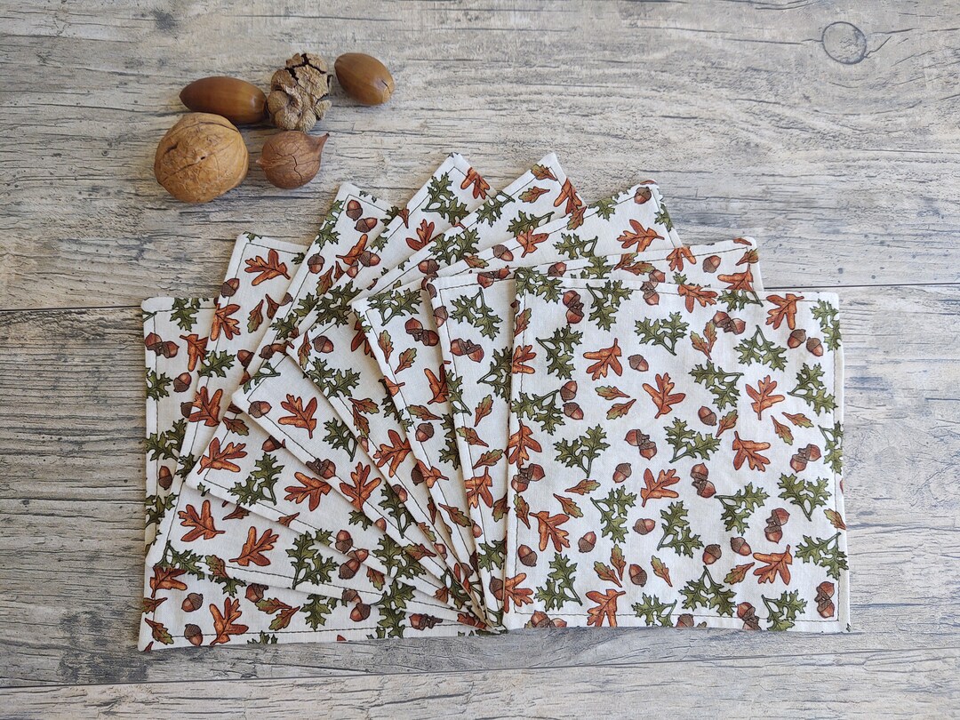 TREE NAPKINS 8 Oak Napkins Acorn Napkins Quick Bite Napkins Etsy