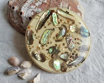 Salvamanteles de resina de concha de abulón de Alaska