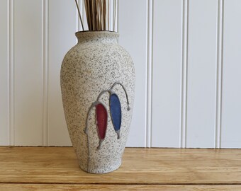 Jarrón de cerámica vintage de mediados de siglo: Jarrón taiwanés floral pintado a mano