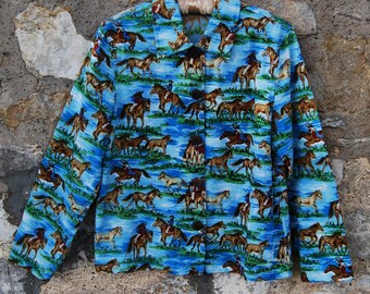 WOMEN&#39;S HORSE JACKET Size Medium Western Jacket Women&#39;s Southwestern Jacket Women&#39;s Western Jacket Rodeo Jacket