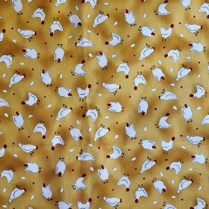 Michael Miller Chicken Fabric: Marigold Farmyard Cotton