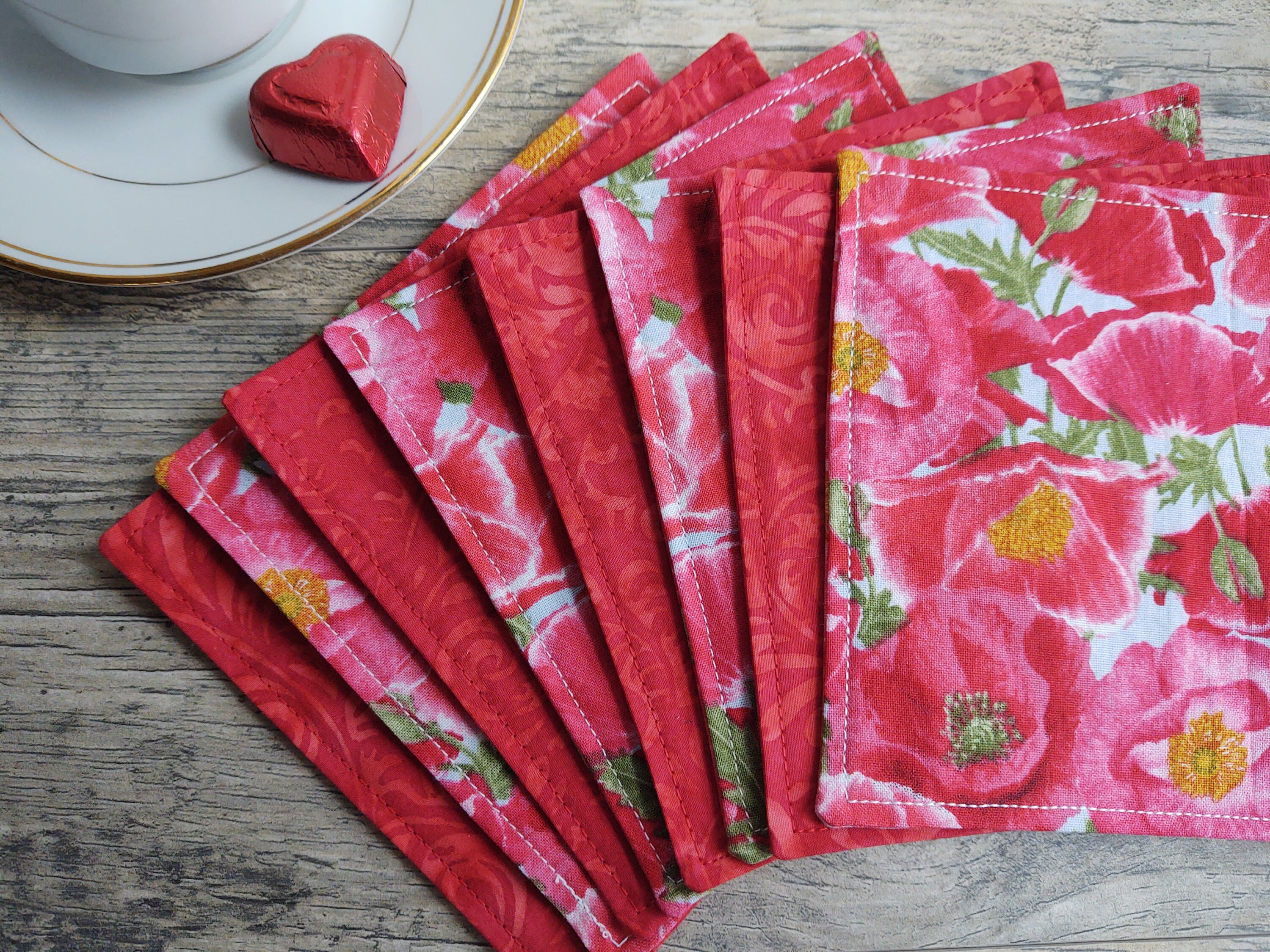 POPPY NAPKINS 8 Assorted Modern Cloth Napkins Red Napkins Etsy