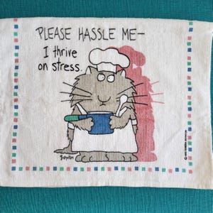 1989 Sandra Boynton Dish Towel: Vintage Cat Towel
