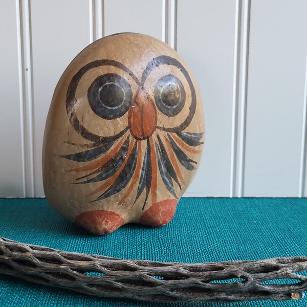MEXICAN OWL Mexican Pottery Tonala Owl Handpainted Folk Art Mexican Pottery Bird Burnished Tonala Pottery Jalisco Mexico