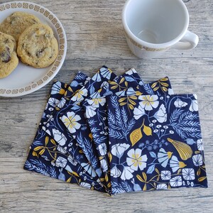 Floral Print Cotton Napkins: Handmade Reusable Snack Napkins