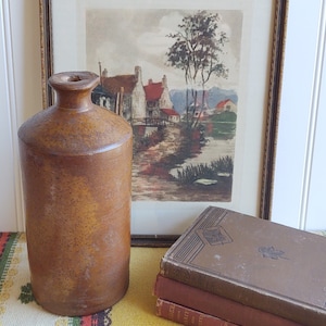 Antique Bourne Denby Ink Bottle: 1800s Salt Glazed Stoneware
