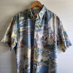 Vintage Reyn Spooner Hawaiian Shirt: Airline Travel Print, Men&#39;s XL