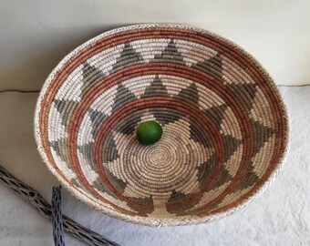 Cesta grande estilo suroeste, cuenco de 40 cm (16 pulgadas), cesta nativa enrollada.