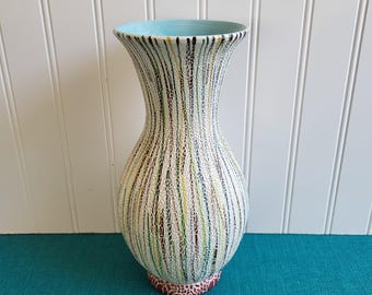 Jarrón italiano de mediados de siglo de 25 cm: estilo Mondrian grande, pintado a mano