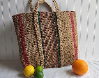 Bolsa de compras vintage de yute y sisal
