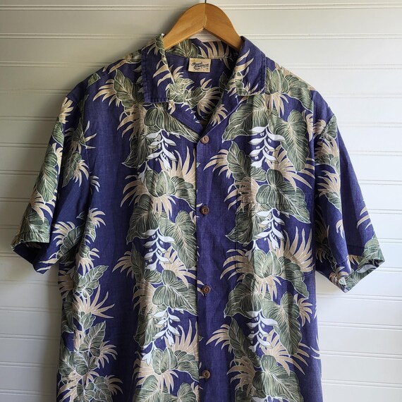 Vintage Royal Creations Hawaiian Shirt: Blue Floral Polynesian Print