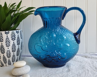 Pichet moderne Mid-Century en verre turquoise