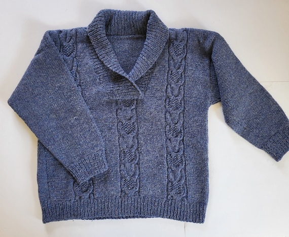 HAND-KNIT WOOL Sweater Newfoundland Sweater L Pul… - image 1