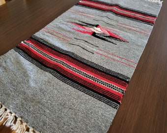 Chimayo Wool Table Runner: Mexican Woven Dresser Scarf (31&quot; x 14 1/2&quot;)