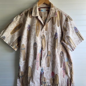VINTAGE HAWAIIAN SHIRT Large Pride of Kauai Hawaiian Shirt Surfboard Hawaiian Shirt