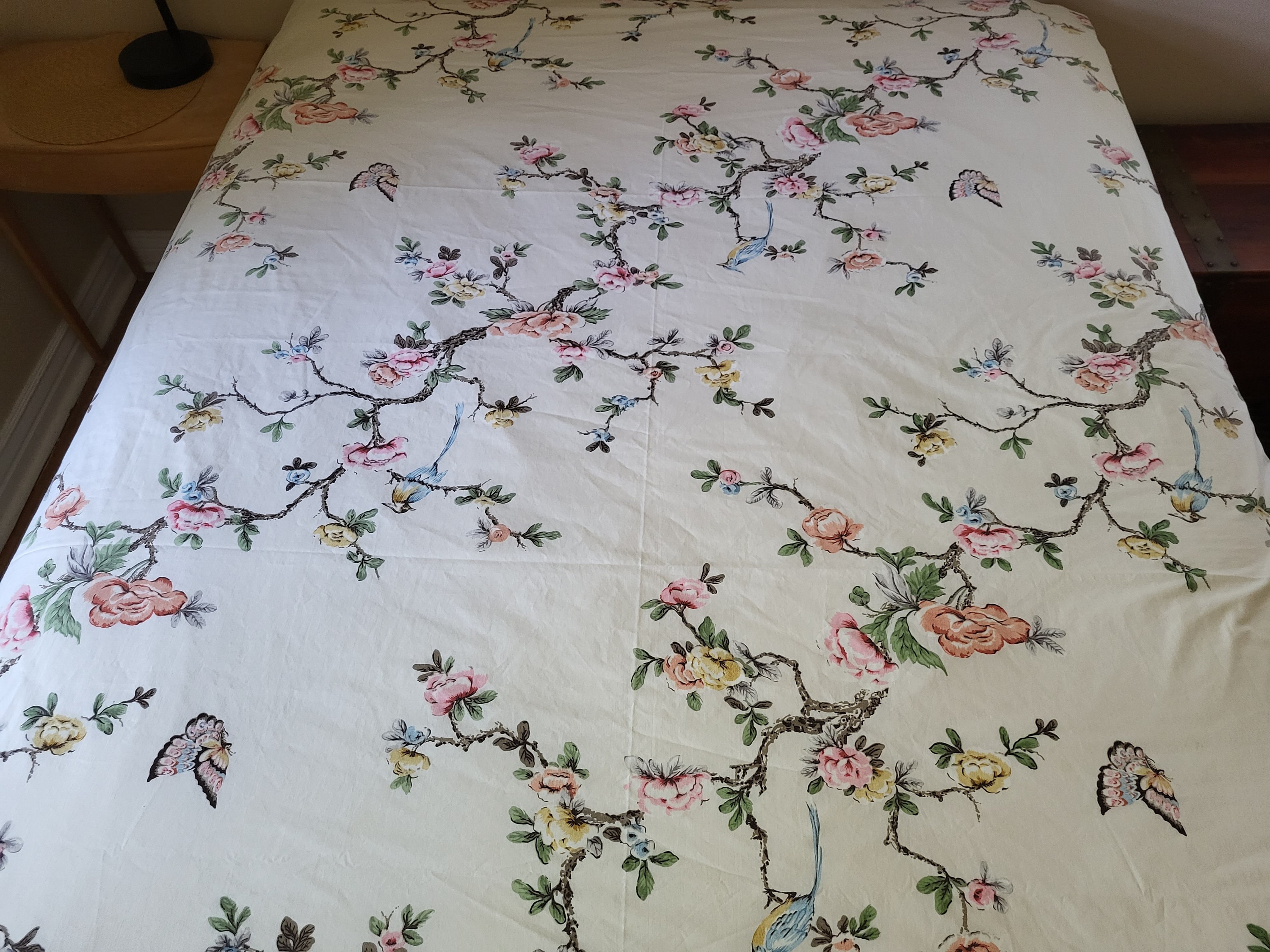 VINTAGE QUEEN SHEET Queen Flower Sheet Flat Sheet Floral Flat Etsy