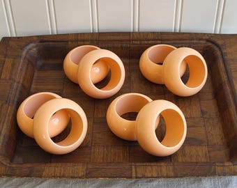 Anillos para servilletas de los años 80. Juego de 8 soportes para servilletas vintage.