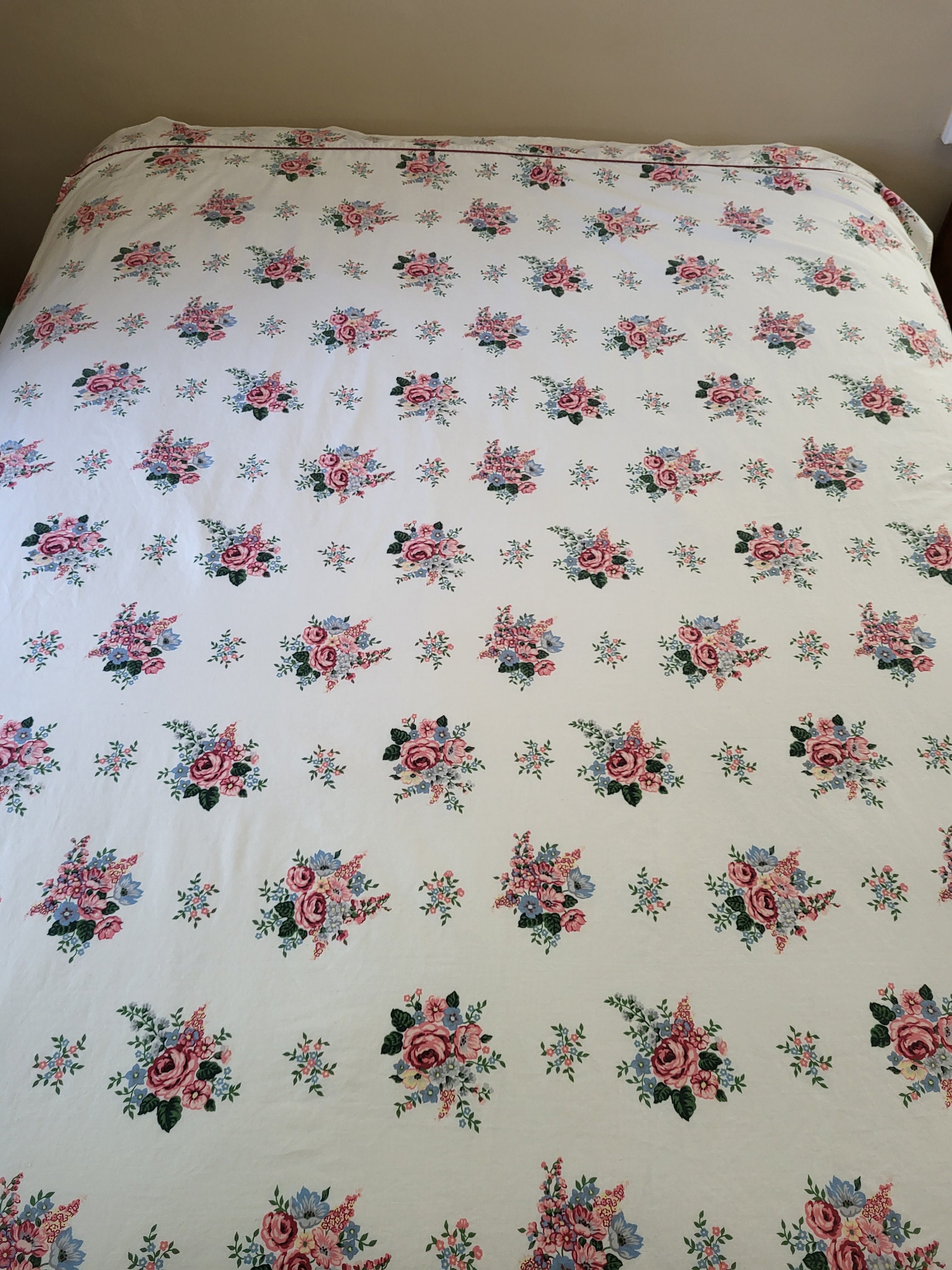 VINTAGE FLOWER Sheet FULL Flat Sheet Floral Flat Sheet Etsy