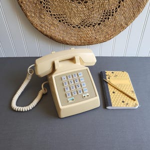 Vintage AT&T Beige Telephone Push Button Phone Vintage Telephone Industrial Decor - 02
