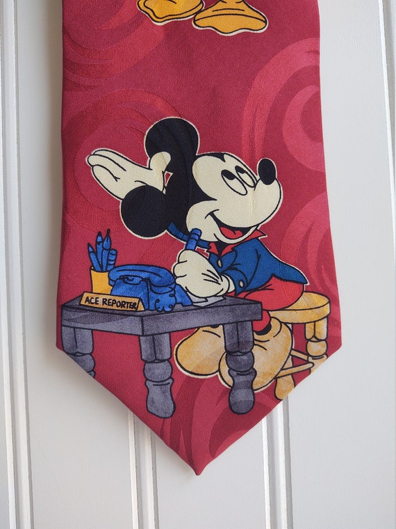 Vintage Disney Tie Newspaper Print Mickey Mouse Ti