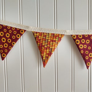 Sunflower & Indian Corn Bunting: Double-Sided Cotton Fall Decor