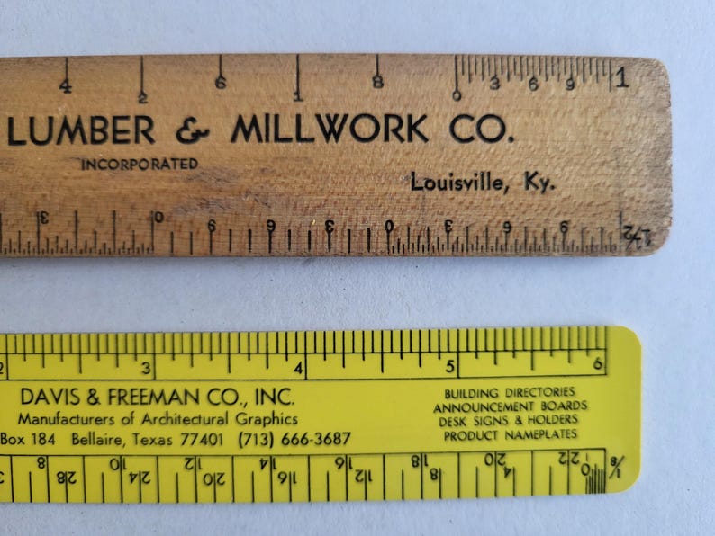 Vintage Advertising Rulers: Louisville Lumber & Davis Freeman - Etsy
