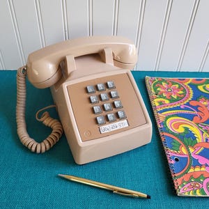 Vintage AT&T Beige Push Button Telephone: Industrial Decor