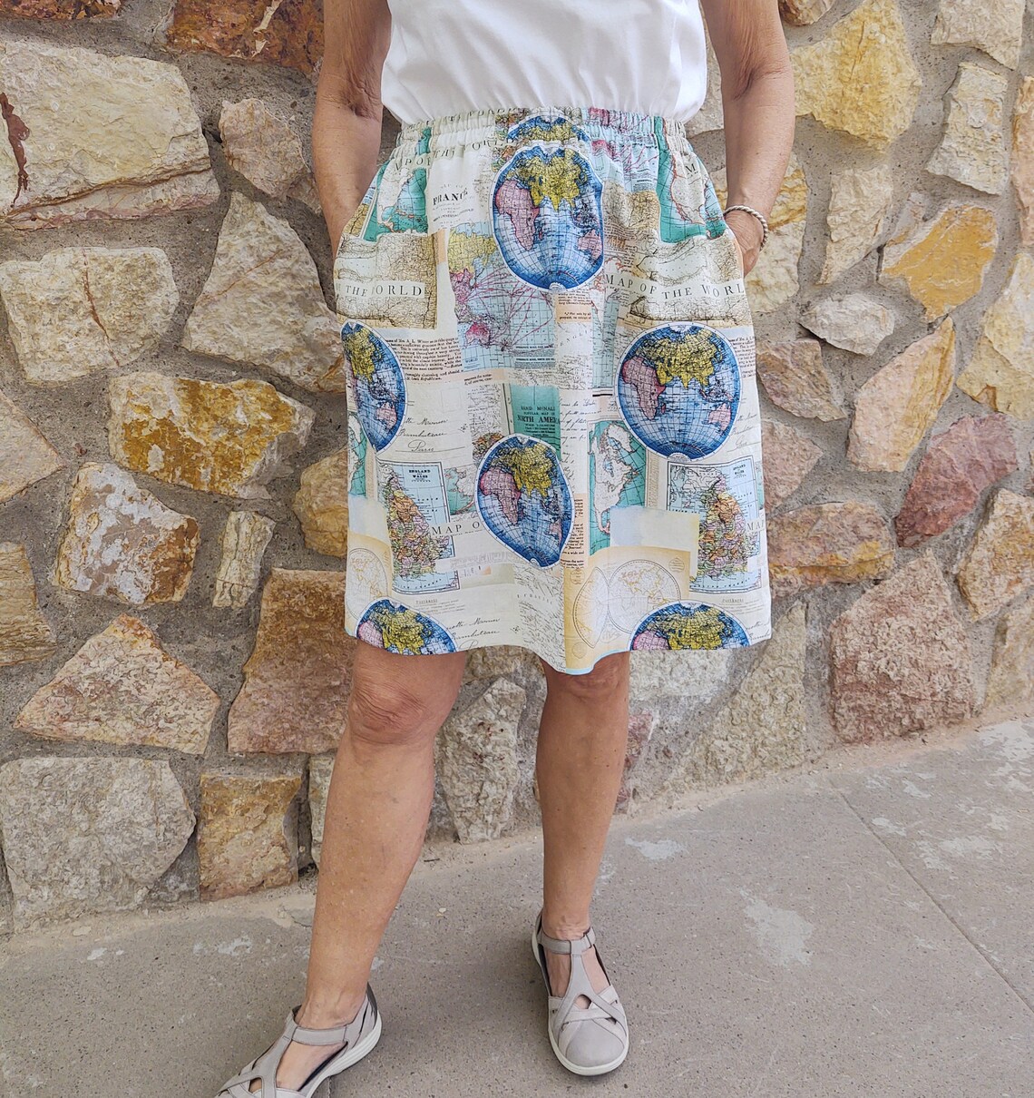 EARTH SKIRT Handmade Skirt Map Fabric Skirt Eclectic Skirt Etsy