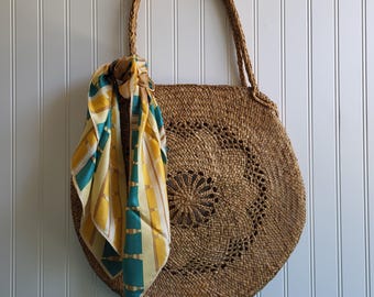 LARGE STRAW PURSE Round Woven Straw Bag Straw Tote Bag Grass Purse Raffia