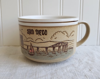 Taza de sopa de cerámica vintage de San Diego, recuerdo