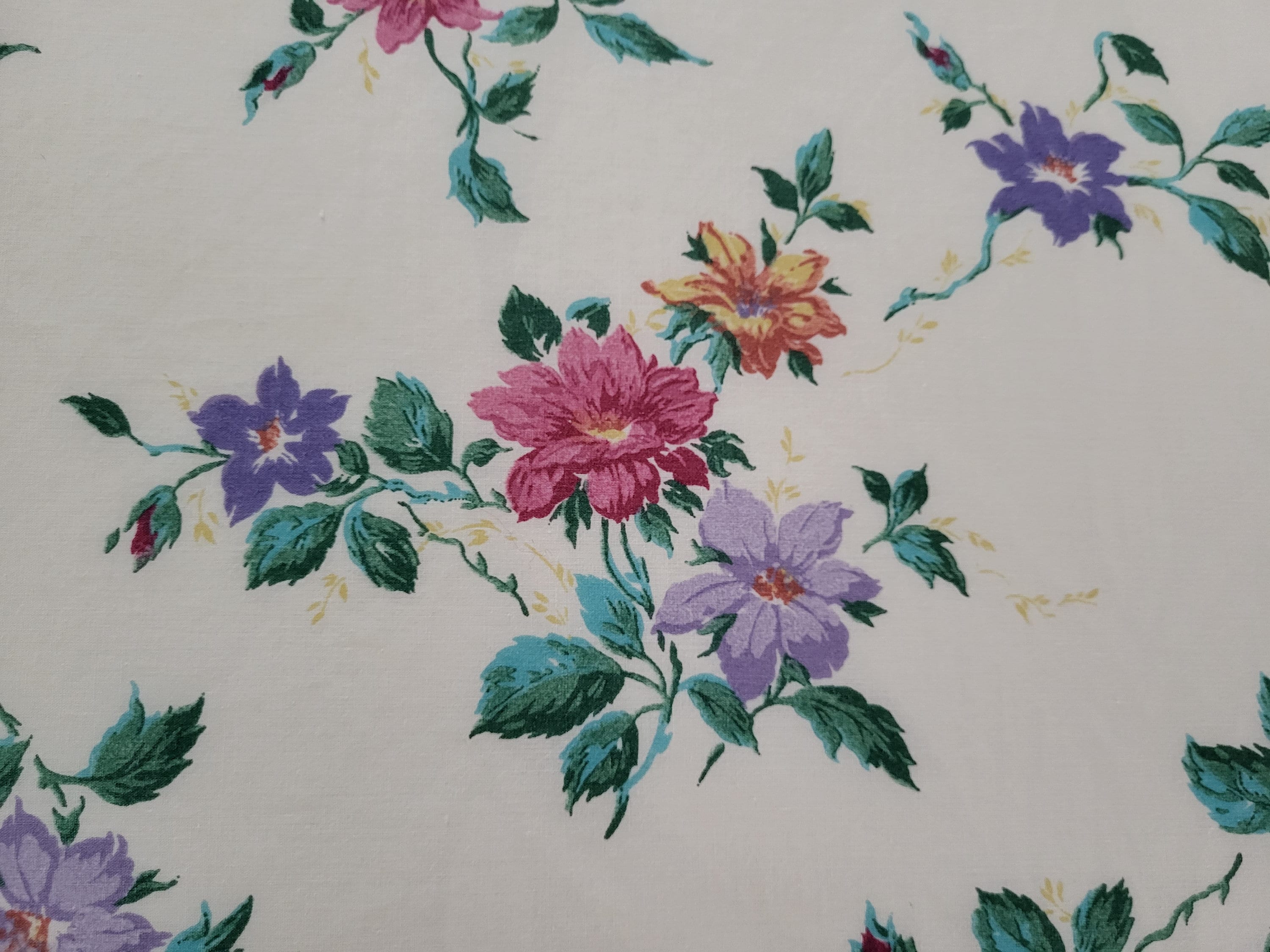 VINTAGE QUEEN SHEET Queen Flower Sheet Flat Sheet Floral Flat Etsy