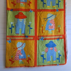 1970s Waverly Fabric: Country Children Gingham Squares - 42x47&quot;
