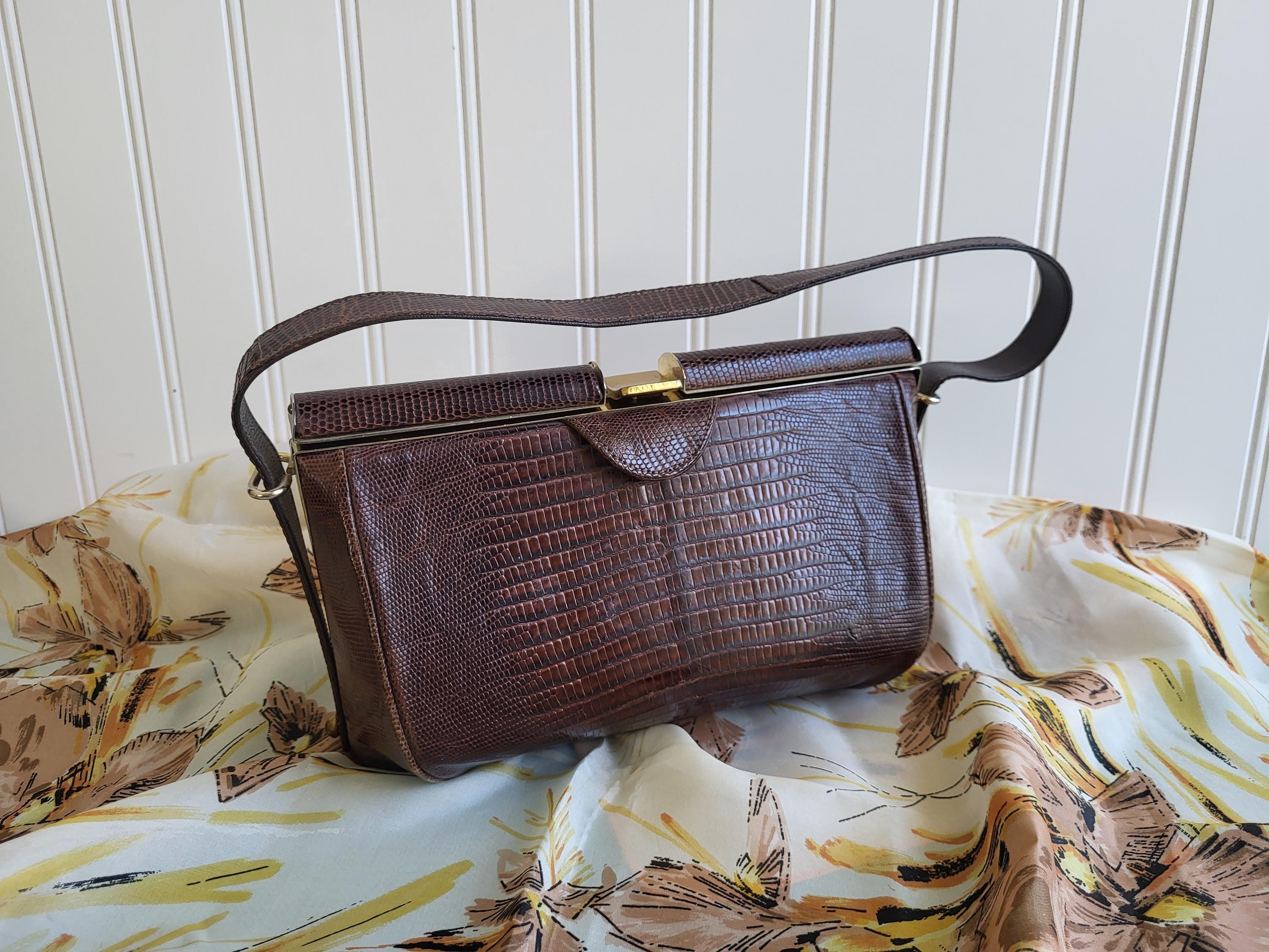 1950s SNAKESKIN PURSE Vintage Snakeskin Purse Leather Purse Snakeskin Purse With Handle