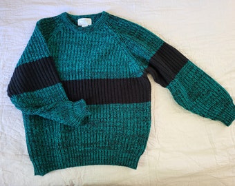 Women's GREEN SWEATER L VINTAGE Mister Noah Pullover Sweater Raglan Sweater