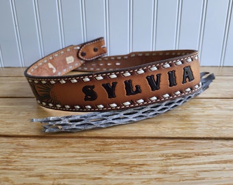 Vintage TONY LAMA Belt, Tooled Leather Belt, Made in the USA  display picture 3