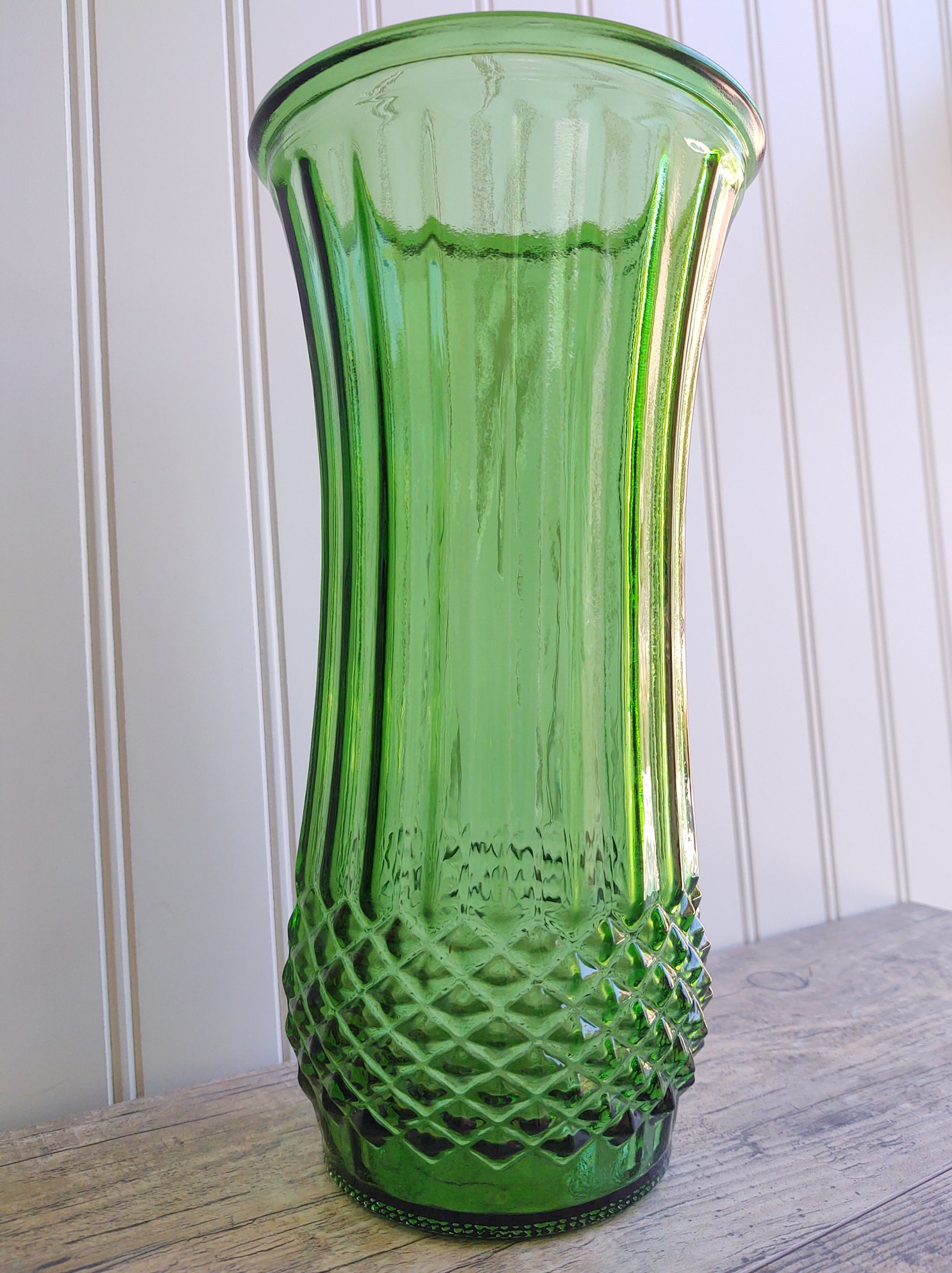 HOOSIER GLASS VASE 9 3/4 Vintage Green Glass Vase 4089A Etsy