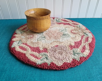 Vintage HAND HOOKED MAT Hand Hooked Rug Hand Hooked Mat