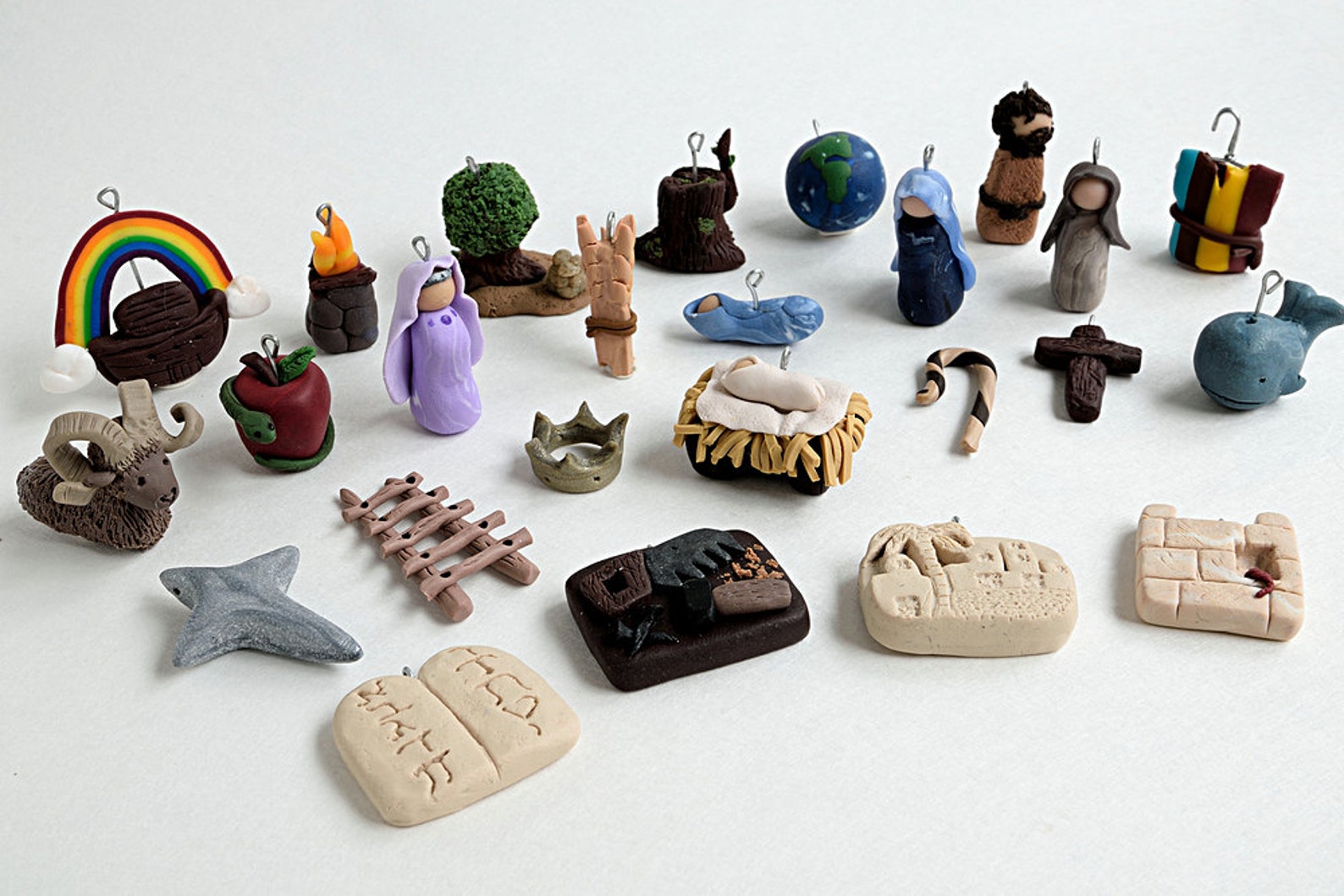 Hand Sculpted Jesse Tree Ornament Set 25 Miniature Heirloom Etsy