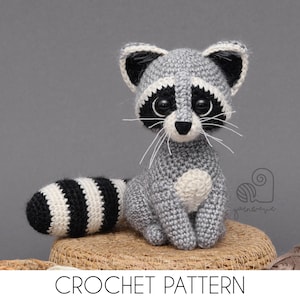 CROCHET PATTERN Pedro the Raccoon crochet amigurumi stuffed soft plush toy / Handmade gift
