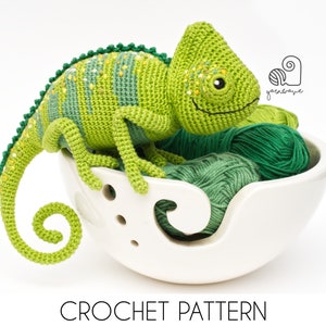 CROCHET PATTERN Carl the Chameleon crochet amigurumi stuffed animal plush toy / Handmade gift image 1