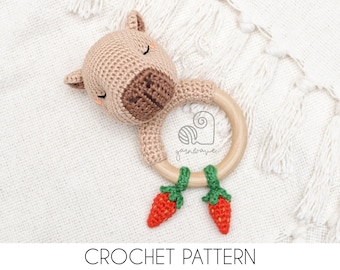 Cappi the Capybara Crochet Pattern PDF – Baby Rattle & Teething Ring Amigurumi Tutorial, DIY Nursery Gift, Easy Crochet Toy Pattern