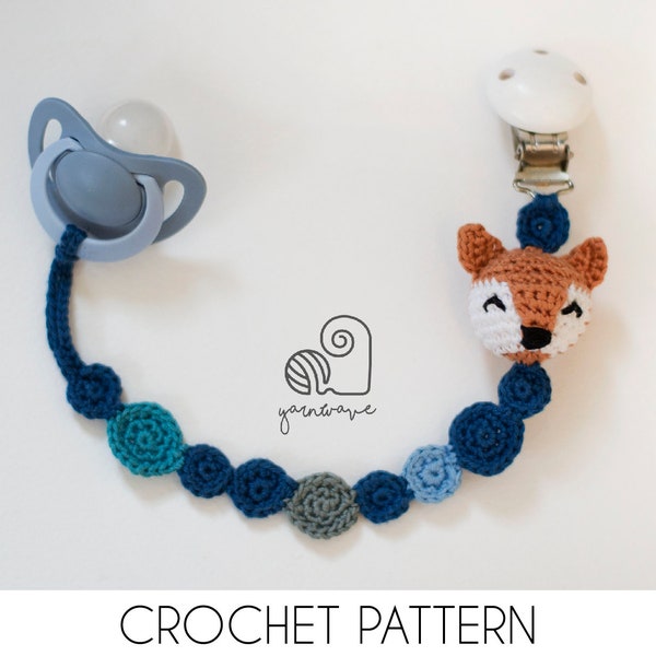 CROCHET PATTERN Lucy the Fox Pacifier Clip crochet amigurumi pacifier holder / Handmade gift for baby shower