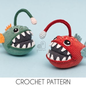 CROCHET PATTERN Angus the Anglerfish crochet amigurumi stuffed fish plush toy / Handmade gift