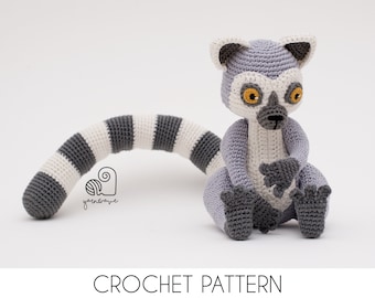 CROCHET PATTERN Lester the Lemur crochet amigurumi stuffed animal plush toy / Handmade gift