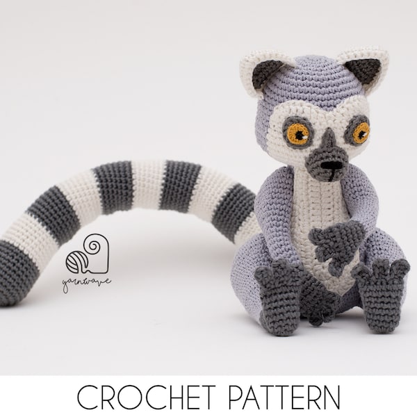 CROCHET PATTERN Lester the Lemur crochet amigurumi stuffed animal plush toy / Handmade gift