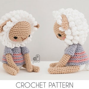CROCHET PATTERN Dolly the Lamb crochet amigurumi stuffed sitting sheep animal plush toy / Handmade gift
