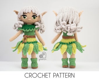 Forest Elf Crochet Doll Pattern, Amigurumi Girl Toy (PDF Pattern)